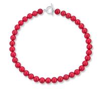 Bling Jewelry Collier en perles rondes de calcite rouge classique et simple de style occidental, 10MM, pour femmes et adolescentes, fermoir plaqué argent, 19 pouces.