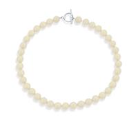 Bling Jewelry Collier en perles rondes de jaspe lisse simple classique occidental sable clair 10MM pour femmes adolescentes fermoir à bascule plaqué argent 19 pouces.
