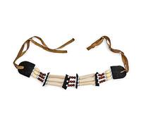 Bling Jewelry Collier Large Ajustable Boho South Western American Indian Style Handmade Row Line Brown Bead Natural Wood Hair Pipe Black Leather Tribal Wide Choker Adjustable Collier Pour Femmes Ados