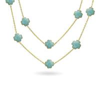 Bling Jewelry Collier Long Fleurs Bleues Aqua Émail Perlé Plaqué Or Avec Une Chaîne Station Et Un Fr-Auction Title Pour Femmes