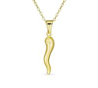 Bling Jewelry Collier Pendentif Amulette De Protection En Corne De Poivre Italien Léger Et Simple Pour Femmes Et Adolescents, Plaqué Or Jaune Avec Chaîne De 18 Pouces