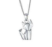 Bling Jewelry Collier Pendentif Chaton En Origami Géométrique 3D Pour Femmes Et Adolescentes En Argent Sterling .925