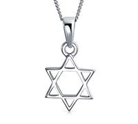 Bling Jewelry Collier Pendentif Classique Et Simple Pour Hanoukka Avec Étoile De David Ouverte De Magen Religieuse, En Argent Sterling .925 Pour Femmes Et Adolescentes