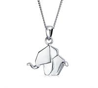 Collier Pendentif Éléphant En Origami Géométrique En 3D Pour Femmes Adolescentes En Argent Sterling .925