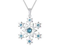 Bling Jewelry Collier Pendentif Flocon De Neige De Noël En Topaze Bleue Glacée Simulée Pour Femme Adolescente Lors D'Une Fête De Vacances En Argent Sterling .925