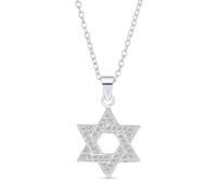 Bling Jewelry Collier Pendentif Judaica Hanukkah Étoile de David : Accents CZ, Argent Sterling, Femmes & Adolescents Bat Mitzvah