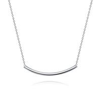 Bling Jewelry Collier Pendentif Minimaliste Délicat Fin Horizontal Tube Rond Courbé Pour Femmes Adolescents en Argent Sterling .925