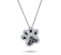 Collier Pendentif Patte D'Animal De Compagnie Bff Chien Chat Chiot Chaton Cz Pavé Noir Blanc Pour Femmes Adolescentes En Argent Sterling .925