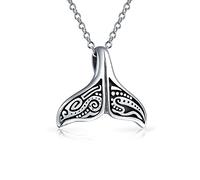 Bling Jewelry Collier Pendentif Queue De Baleine Amoureux De La Mer Vacances Lune De Miel Nageoire De Sirène Océan Vie Marine Pour Femmes Hommes Argent Sterling Oxydé .925