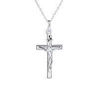 Bling Jewelry Collier Pendentif Religieux Chrétien Catholique Jésus Inri Crucifix Croix Pour Femmes Et Adolescentes En Argent Sterling .925, D'Une Longueur De 1,25 Pouce