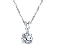 Bling Jewelry Collier Pendentif Solitaire Rond en Zircon Cubique Clair AAA 1.5CTW pour Femmes et Adolescents en Argent Sterling .925