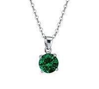 Bling Jewelry Collier Pendentif Solitaire Rond Vert AAA CZ 1.5CTW Pour Femmes Pour Adolescente Émeraude Simulée Argent Sterling .925