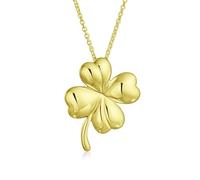 Bling Jewelry Collier Pendentif Trèfle À Quatre Feuilles Porte-Bonheur En Forme De Trèfle Irlandais Chanceux Pour Femmes Adolescents Plaqué Or Jaune Poli En Argent Sterling .925