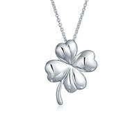 Bling Jewelry Collier Pendentif Trèfle À Quatre Feuilles Porte-Bonheur en Forme De Trèfle Irlandais Chanceux pour Femmes Adolescents Argent Sterling Poli .925