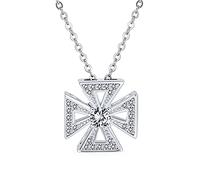 Bling Jewelry Collier Pour Femmes Ados En Argent Sterling Avec Pendentif Croix De Malte Fleur De Lys En Zirconium Cubique Et Cz.