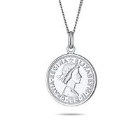 Bling Jewelry Collier Pour Femmes En Argent 925 Avec Disque Rond Et Médaillon De La Reine Elizabeth De 1957