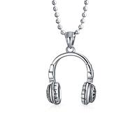 Bling Jewelry Collier Pour Hommes En Acier Inoxydable Argenté Avec Chaîne Boules Pour Amateurs De Musique Hip Hop Et Dj