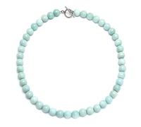 Bling Jewelry Collier ras du cou en perles de pierre précieuse amazonite bleu aqua clair rondes 10MM, bijou occidental pour femmes avec fermoir plaqué argent de 15 pouces.