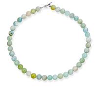 Bling Jewelry Collier ras du cou en perles rondes 10MM aigue-marine multicolore vert clair aqua simple occidental pour femmes avec fermoir plaqué argent 17 pouces.