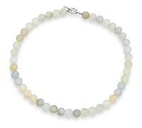 Bling Jewelry Collier ras du cou en perles rondes 10MM aigue-marine nuances multiples très légères aqua pour femmes avec fermoir plaqué argent 17 pouces.