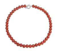 Bling Jewelry Collier ras du cou en perles rondes de 10 mm en cornaline rouge classique, simple et lisse, style occidental, pour femmes et adolescentes, fermoir plaqué argent, 17 pouces.