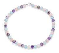 Bling Jewelry Collier Ras du Cou en Perles De 10 Mm D'Améthysted'Aigue-Marine Et De Quartz Roseavec Fermoir Plaqué Argent17 Pouces De Long
