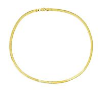 Bling Jewelry Collier Ras-Du-Cou Serpent Oméga Plat Et Flexible En Herringbone 3,5 MM En Argent Sterling .925 Plaqué Or Jaune 14 Carats Pour Femmes De 24 Pouces Fabriqué En Italie