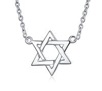 Bling Jewelry Collier Religieux Traditionnel Magen Judaic Hanukkah Étoiles De David Entrelacée Collier Pour Femmes Adolescentes Bat Mitzvah Plaqué Or Jaune 14K .925 Argent Sterling