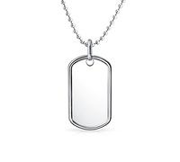 Bling Jewelry Collier Traditionnel Personnalisé Pour Hommes Avec Plaque D'Identification Militaire Pour Ados En Argent Sterling .925 Longue Chaîne De Boules 18 Pouces Personnalisable