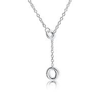 Bling Jewelry Collier Y Pendentif Lariat Disque Rond Cercle Ouvert Géométrique Mod pour Femmes pour Adolescente en Argent Sterling .925