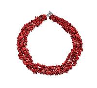 Bling Jewelry Colliers De Pierres De Corail Rouge Teintées En Forme De Grappe Avec Des Éclats De Pierre Sur Plusieurs Brins Avec Fermoir En Argent