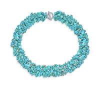 Bling Jewelry Colliers De Pierres De Turquoise Stabilisées En Forme De Bib Chunky Cluster Statement Multi Strand Statement Colliers Avec Fermoir Plaqué Argent