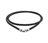 Bling Jewelry Cordon De Collier Tressé en Cuir Véritable Noir avec Pendentif pour Femmes, Hommes Et Adolescents. Fermoir À Mousqueton en Argent .925 De 16 Pouces