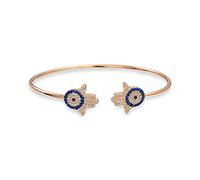 Bling Jewelry Cz Pave Hamsa Hand Of God Evil Eye Bracelet Jonc Pour Femmes Cz Cubic Zirconia Rose Gold Plated .925 Argent Sterling