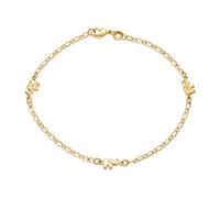 Bling Jewelry Dainty Three Multi Charm Lucky Elephant Anklet Bracelet Pour Femmes Ados Laiton Plaqué Or 18K 9.5 Inch Made In Brazil