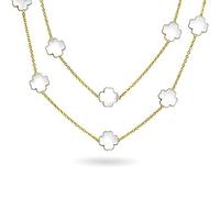 Bling Jewelry De Fleurs Blanches Long Collier De Station Émail Nacré Plaqué Argent Avec Couche De Fr-Auction Title Pour Femmes