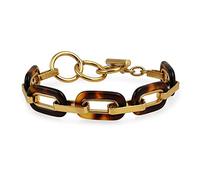 Bling Jewelry Déclaration De Mode Bracelet De Chaîne Ovale En Coquille De Tortue Léopard Marbrée Acrylique Dorée Marron Pour Femmes Adolescentes En Acier Inoxydable Plaqué Or Jaune