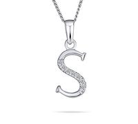 Bling Jewelry Délicat Collier En Argent Sterling Avec Pendentif Abc En Zircon Cubique Et Pavé De Zircon Cubique, Lettre Alphabétique Initiale S.