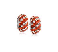 Bling Jewelry Ensemble de deux breloques intercalaires en cristal rayé rouge et blanc scintillant de Noël pour femmes et adolescentes en argent sterling .925, compatible avec les bracelets européens.