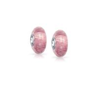 Bling Jewelry Ensemble De Deux Perles Intercalaires En Verre De Murano À Rayures Rose Mauve Uni Pour Femmes Et Adolescentes, Noyau En Argent Sterling .925, Compatible Avec Bracelet Européen