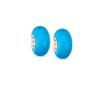 Bling Jewelry Ensemble De Deux Perles Intercalaires Simples En Verre De Murano Bleu Aqua Uni Pour Femmes Et Adolescentes, Compatible Avec Bracelet Européen En Argent Sterling .925