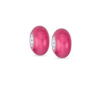 Bling Jewelry Ensemble De Deux Perles Intercalaires Simples En Verre De Murano Rose Solide Pour Femmes Et Adolescentes, Adaptées Aux Bracelets Européens En Argent Sterling .925