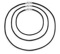 Bling Jewelry Ensemble de trois cordons de collier en satin noir pour femmes, hommes, adolescents avec fermoir pince de homard en argent sterling .925 de 14, 18 et 24 pouces.