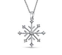 Bling Jewelry Fête Des Vacances D'Hiver Collier Pendentif Flocon De Neige De Noël Pour Femmes Adolescentes .925 Argent Sterling