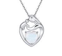 Bling Jewelry Gemme Famille Parent Nouvelle Mère Créée Opale Blanche Coeur En Forme De Maman Aimer Fils Enfant Fille Pendentif Collier Pour Femmes Argent Sterling .925