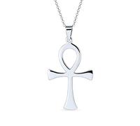 Bling Jewelry Grande Chaîne Pendentif Croix Égyptienne Ankh De Vie Pour Homme Adolescent En Argent Sterling Poli .925