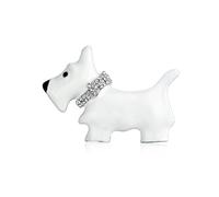Grande Déclaration Westie Scottie Terri Dog Animal Animal Scarf Broche Pour Femmes Cristal Clair Col Argent Plaqué 1.3 Inch