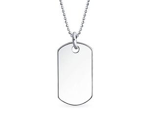Bling Jewelry Graver Personnalisé Moyen Plaque D'Identification Militaire Armée Collier Pour Homme Ados Argent Sterling Poli .925 Petites Moyennes Grandes Tailles