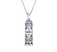 Bling Jewelry Hanukkah Magen Judaic Star Of David Magen Parchment Mezuzah Pendant Kabbalah Collier Pour Bat Mitzvah Pour Hommes Pour Femmes .925 Argent Sterling