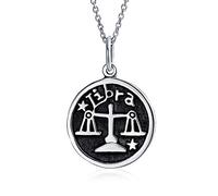 Bling Jewelry Horoscope Du Signe Astrologique De La Balance Pendentif Ronde Pour Hommes Femmes Collier En Argent Sterling Antique